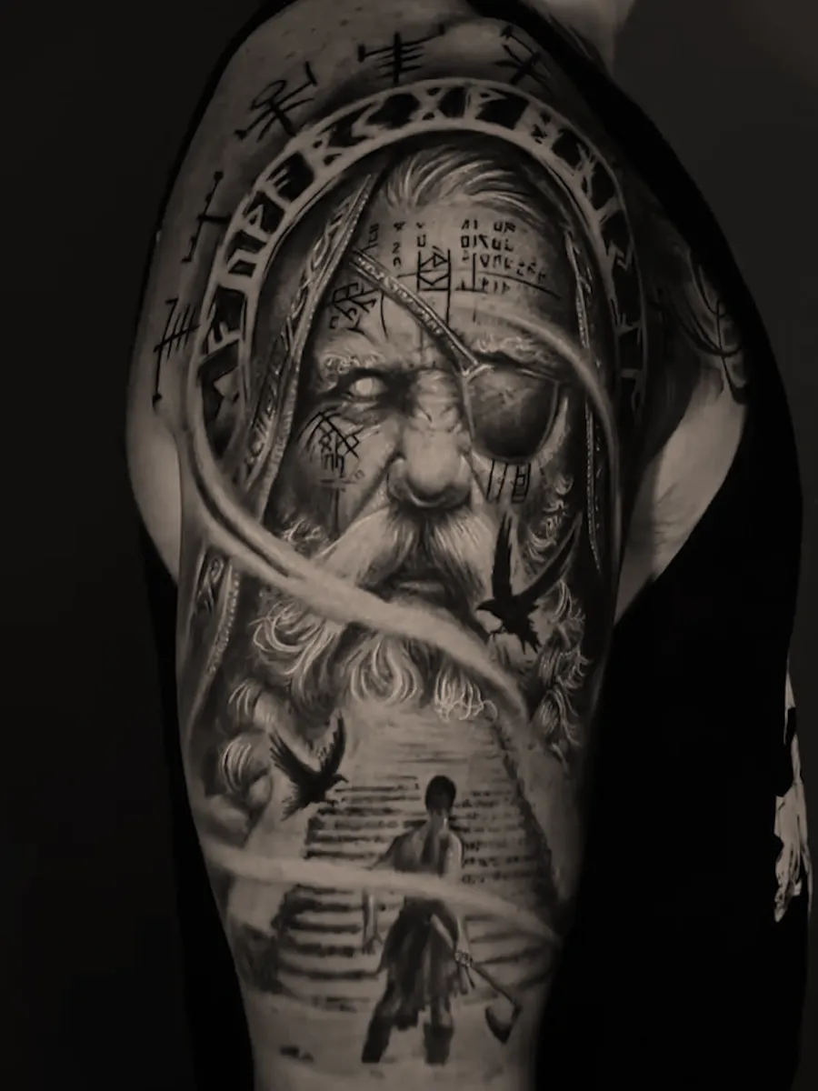 Tatuagem em realismo preto e cinza por Carlos Marquez